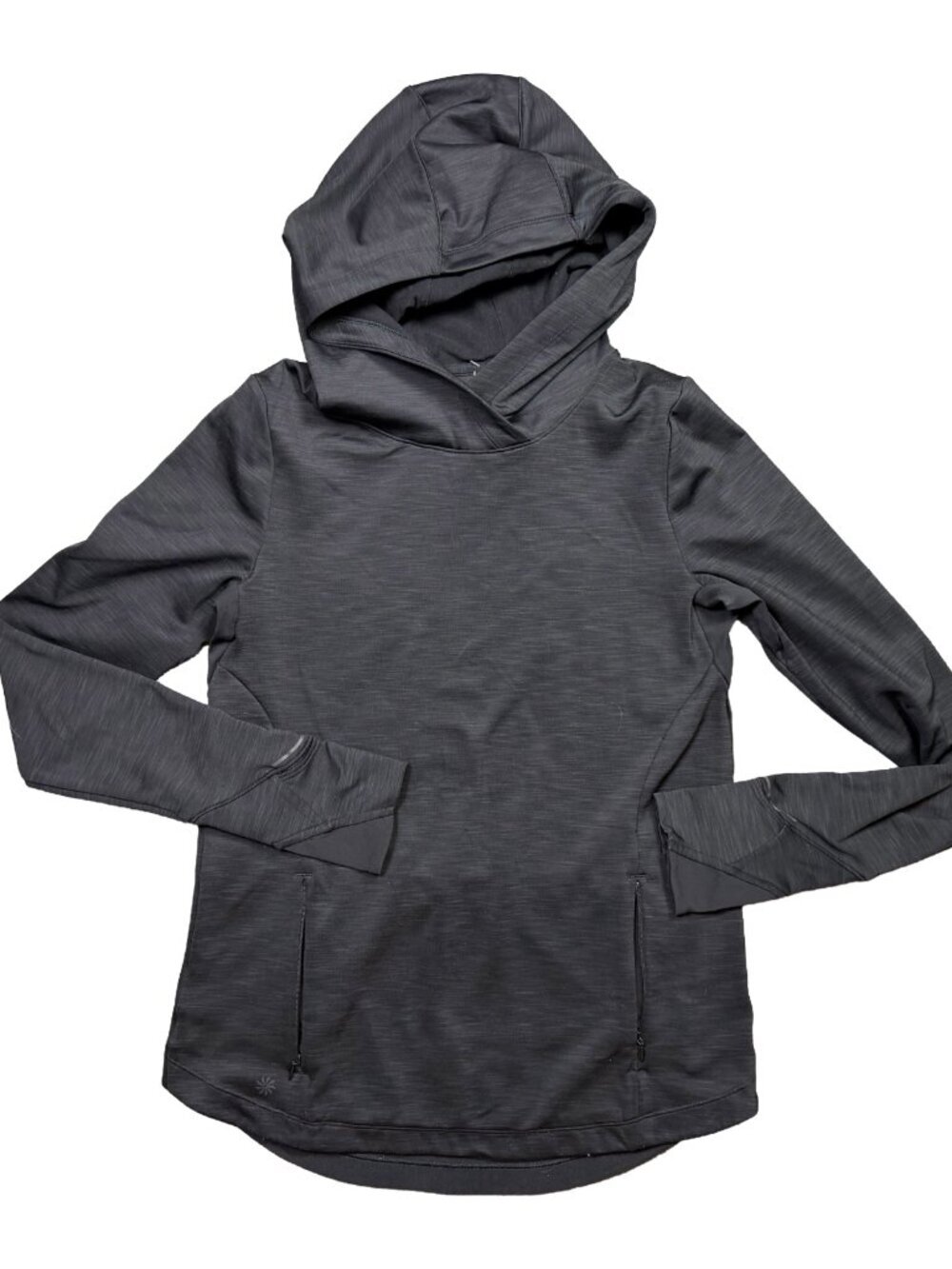 Athleta Bootcamp Hoodie Womens XS Black Pullover Stretch Zip Pocket Workout